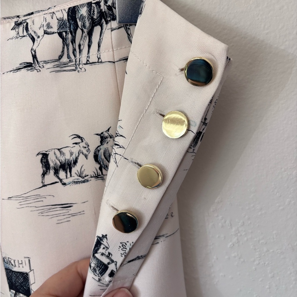Worth Ivory and Navy Toile Silk Pants - Picture 3 of 4